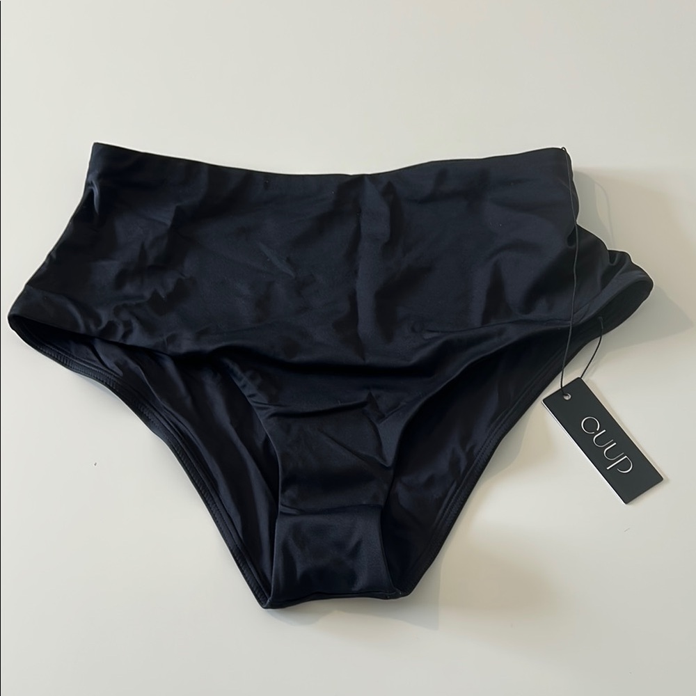 Women's Black High-Waisted Cheeky Swim Bottom
